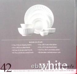 40pc Embossed White Elements Dinnerware Paloma Service for 6 (2 pcs missing)
