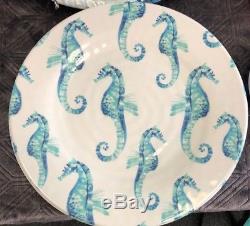 41 Pc SET SEAHORSE Sigrid Olsen White MELAMINE Coastal Plates Bowls Dinnerware