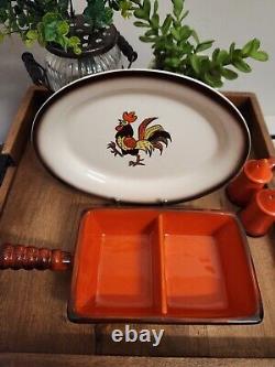 41pc Metlox Poppytrail Red Rooster Provincial Ceramic Dinnerware CA Service /4 +