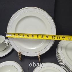 42 Pcs Sone China Dinnerware Set 6 Place Elegant Embossed Rose Design Mars 3301