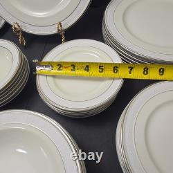 42 Pcs Sone China Dinnerware Set 6 Place Elegant Embossed Rose Design Mars 3301