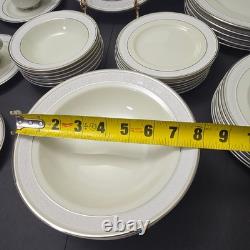 42 Pcs Sone China Dinnerware Set 6 Place Elegant Embossed Rose Design Mars 3301