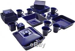 45-Piece Dinnerware Set Square Banquet Cobalt Blue Plate Set