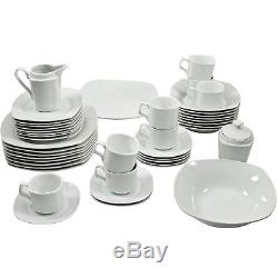 45-Piece Dinnerware Set Square Banquet Plates Dishes Bowls Kitchen Dinner White