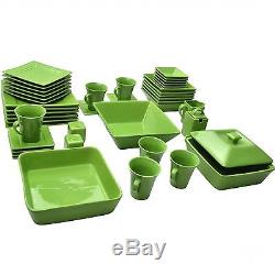 45 Piece Dinnerware Set Square Banquet Plates Dishes Bowls Kitchen Multi-color
