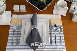 45 Piece Dinnerware Set Square Kitchen Banquet Dinner Plates Cups Dishes, Cream