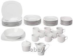 45-Piece Square Dinnerware Set, White