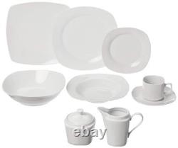 45-Piece Square Dinnerware Set, White