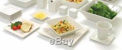 45-Piece White Square Dinnerware Service Set For 6 with Plates Bowls Dishes Cups