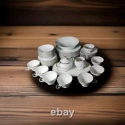 45pc Set Silver Sonata Fine China 5pc Dinner Setting For 8 Japan 3639 + Creamer+