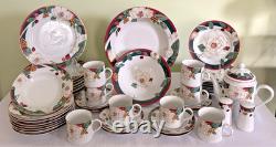 46-Pc Tienshan Magnolia Fine China-5 Pc Service for 8 + 6 Pc Service-Pristine