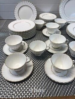 47 Piece Royal Doulton Adrian China Dinnerware Swirl Gold Trim England H 4816