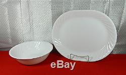 47-pieces Of Corning Corelle Glass Enhancements White Swirl Pattern Dinnerware