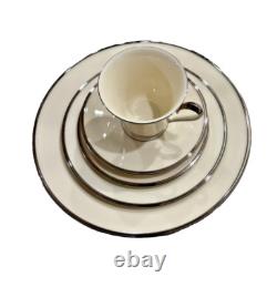 48 Piece LENOX Solitaire Fine Bone China Dinnerware Platinum Trim USA MINT MINT