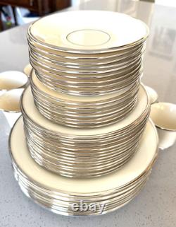 48 Piece LENOX Solitaire Fine Bone China Dinnerware Platinum Trim USA MINT MINT