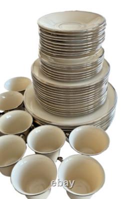 48 Piece LENOX Solitaire Fine Bone China Dinnerware Platinum Trim USA MINT MINT