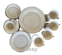 48 Piece LENOX Solitaire Fine Bone China Dinnerware Platinum Trim USA MINT MINT