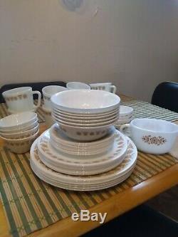 48 Piece Vintage Corelle Butterfly Gold Dinnerware Set Service for 8 and a gravy