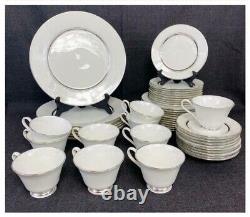 48pc OXFORD LENOX LEXINGTON Porcelain Platinum Dinnerware Service Plate Cup Bowl