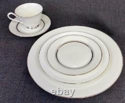 48pc OXFORD LENOX LEXINGTON Porcelain Platinum Dinnerware Service Plate Cup Bowl