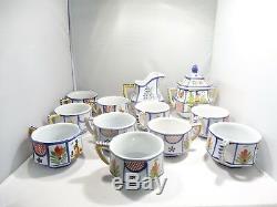 49 Pieces Of Quimper Pottery Mistral Blue Dinnerware