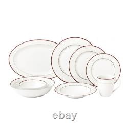 50 Pieces Bone China Dinnerware Set Service for 8 People Scarlet, 50 Piece