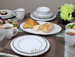 50 Pieces Bone China Dinnerware Set Service for 8 People Scarlet, 50 Piece