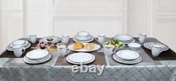 50 Pieces Bone China Dinnerware Set Service for 8 People Scarlet, 50 Piece