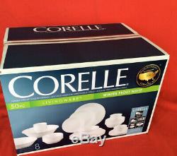 50 pc Service for 8 FROST WHITE Corelle Dinnerware NEW