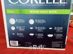 50 pc Service for 8 FROST WHITE Corelle Dinnerware NEW