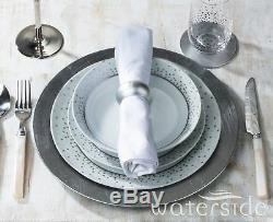 50pc Dinner Set Porcelain Plate Combo Dinnerware Crockery 8 Place Setting Silver