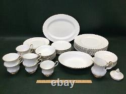 51 Pcs Vintage White Gold ROYAL ALBERT VAL D'OR Bone China England Dinnerware