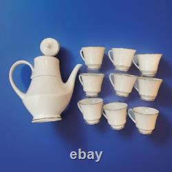 51-Piece Baroness 2357 China Set Silver Trim Floral Etched Vintage