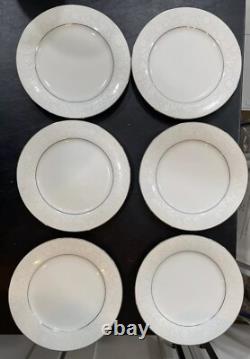 51-Piece Baroness 2357 China Set Silver Trim Floral Etched Vintage