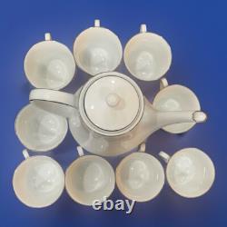 51-Piece Baroness 2357 China Set Silver Trim Floral Etched Vintage
