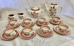52 PCS Vintage 1955 Stangl Pottery Wild Rose Hand Painted Dinnerware Set
