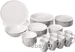 52 Pc Coupe Dinnerware Set Dishwasher and Microwave Safe Service for 8 White