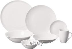 52 Pc Coupe Dinnerware Set Dishwasher and Microwave Safe Service for 8 White