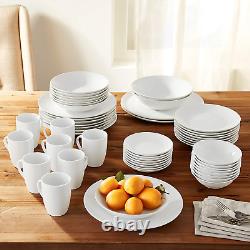 52 Pc Coupe Dinnerware Set Dishwasher and Microwave Safe Service for 8 White