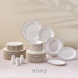 53-Piece Porcelain Plates and Bowls Set Bone China Dishware Sets for 12 People