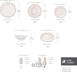 53-Piece Porcelain Plates and Bowls Set Bone China Dishware Sets for 12 People