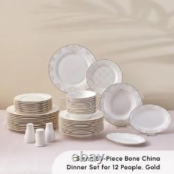 53-Piece Porcelain Plates and Bowls Set Bone China Dishware Sets for 12 People
