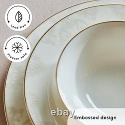53-Piece Porcelain Plates and Bowls Set Bone China Dishware Sets for 12 People