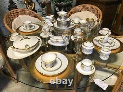 54pc Bavarian White Thomas China Set/gold Rim & Monogramexcellent