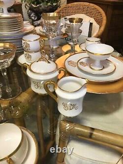 54pc Bavarian White Thomas China Set/gold Rim & Monogramexcellent