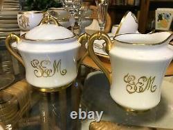 54pc Bavarian White Thomas China Set/gold Rim & Monogramexcellent