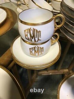 54pc Bavarian White Thomas China Set/gold Rim & Monogramexcellent