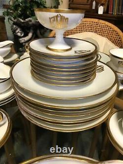 54pc Bavarian White Thomas China Set/gold Rim & Monogramexcellent