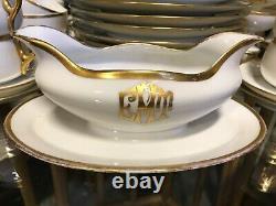 54pc Bavarian White Thomas China Set/gold Rim & Monogramexcellent