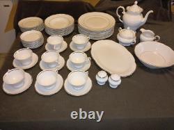 55 Pc. Royal Kent Gold Trim Embossed Dinnerware Set. Service For 8. Beautiful